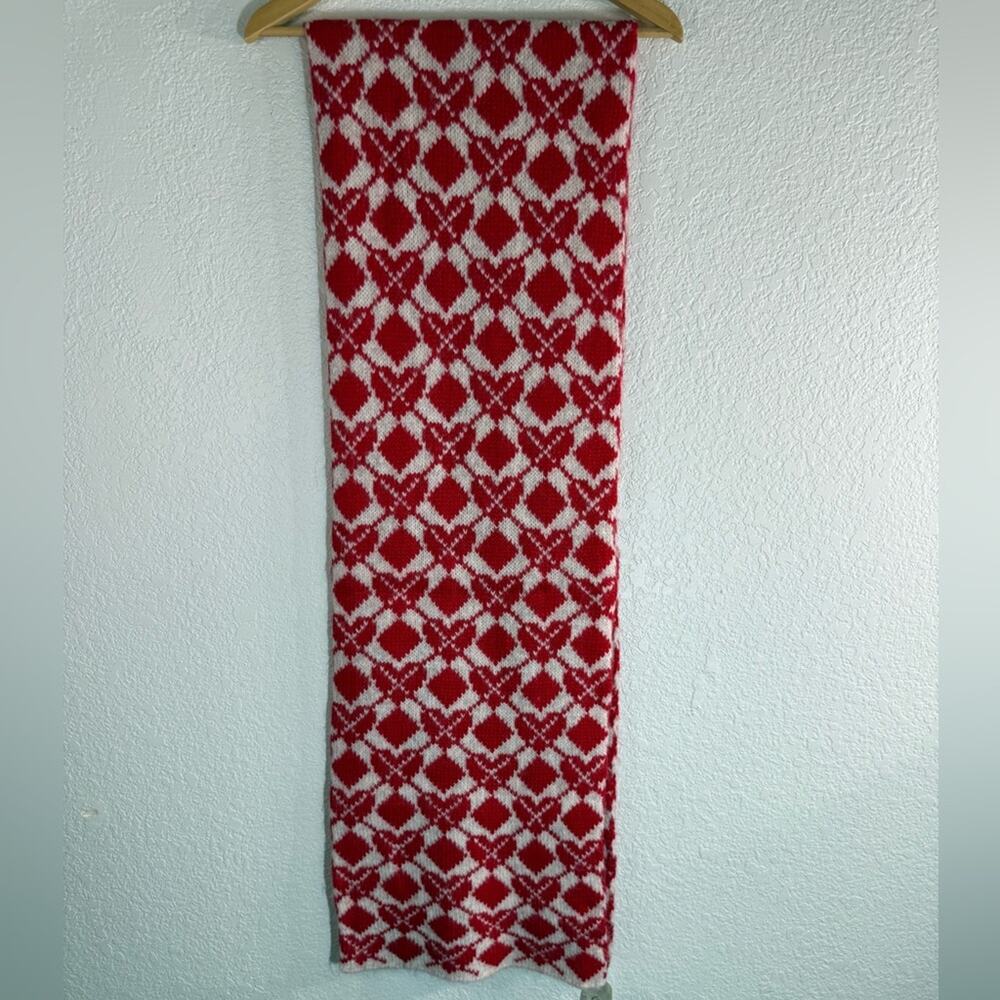 NWT Free People Matchbook Scarf Red and White Sweater Knit Scarf Boho Winter